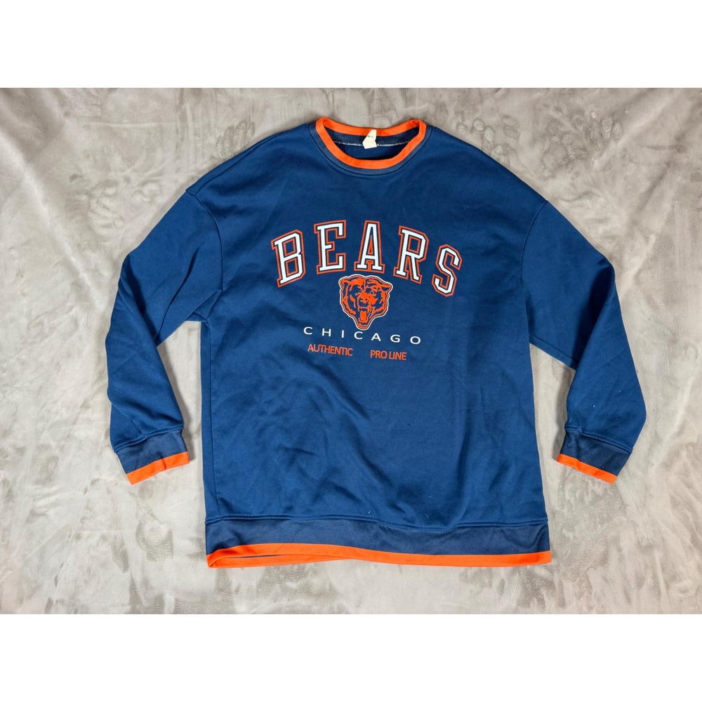 MCHICYSA Chicago Bears Sweatshirt Mens Medium Navy Blue Orange Pro Line